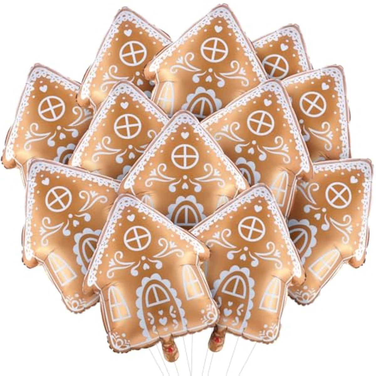 12 Pc 20 Inch Christmas Gingerbread House Foil Balloons for Holiday Party Decor