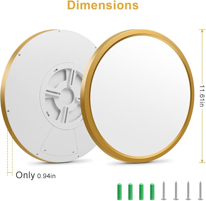 12 Inch Gold LED Ceiling Light 3200LM 5000K Flush Mount Modern Round Fixture