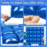 25Pcs Blue Square Foil Balloons Wall Backdrop Double Sided Dark Blue Balloons Tunnel Arch Kit For Birthday Baby Shower Graduation Wedding Anniversary Party Decoration