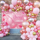 October Breast Cancer Awareness Backdrop October Pink Ribbon Flower Love Heart Butterfly Flash Background Woman Breast Cancer Survivor Walk Charity Theme Party Decoration (7x5FT)