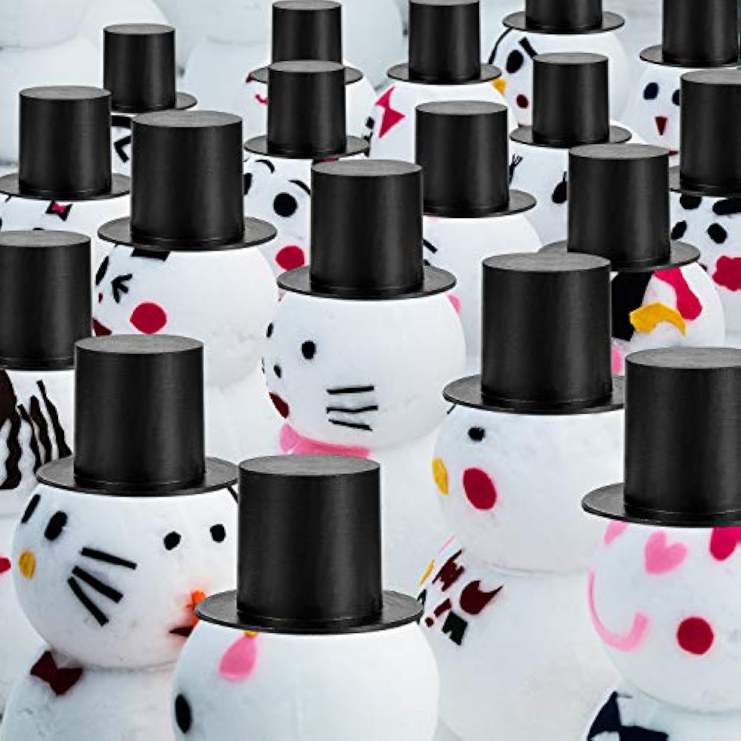 120 Pieces Mini Black Top Hats, Miniature Top Hats, Plastic Magician Hats For Diy Decoration Party Supplies, Snowman Decorating, Christmas Birthday Party, Wedding, Family Gathering