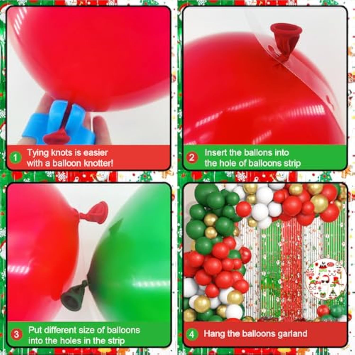 164Pcs Merry Christmas Party Decorations Set, Christmas Foil Fringe Curtains, Red Green Gold Balloons Arch Garland Favors For Kids Adults Friends Ugly Sweater Party Props For Photo Supplies