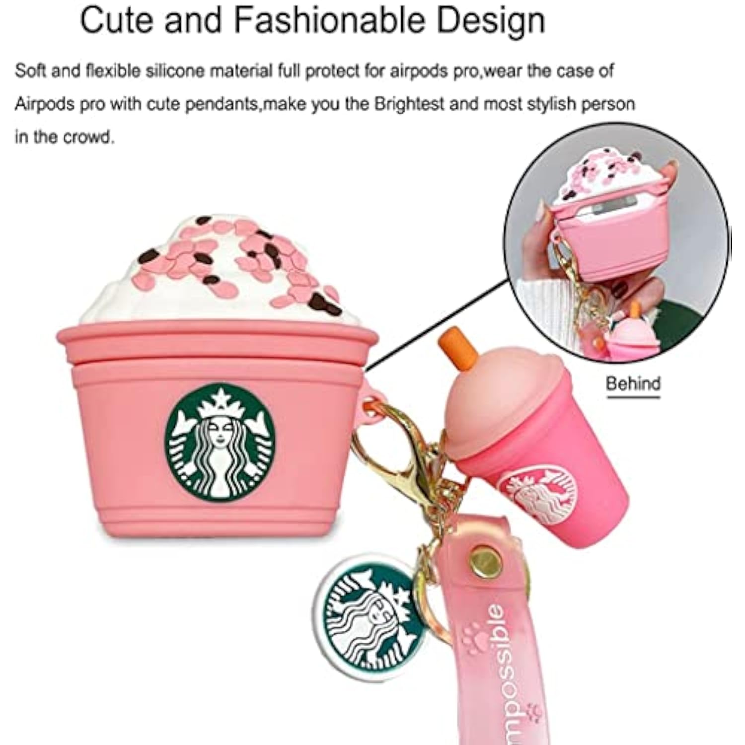 Cute Kawaii Ice Cream Cup Case For Airpods Pro 2Nd Generation (Pink)