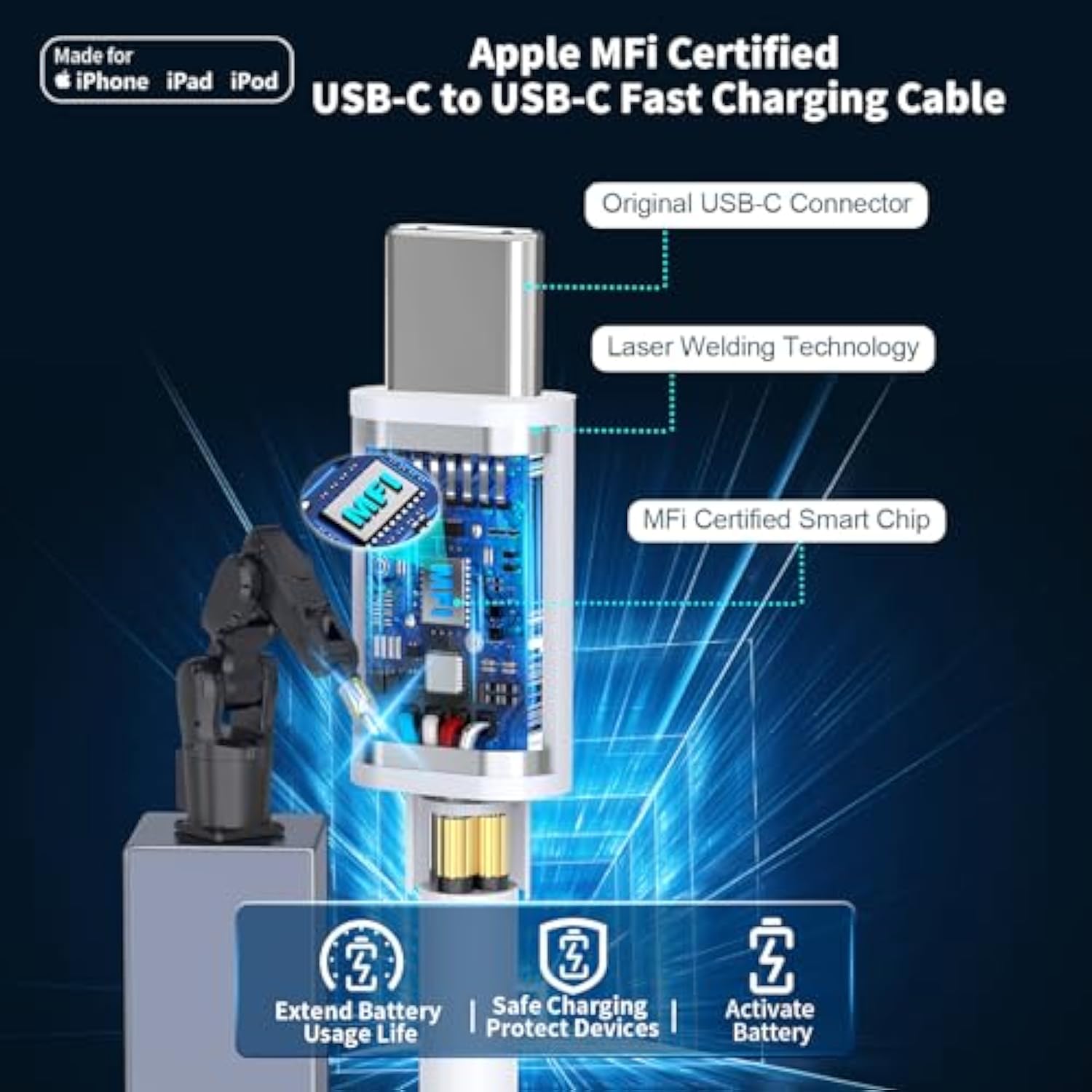 ?Apple Mfi Certified?Iphone 17 Car Carplay Charger Usb C Cable Fast Charging, 3Pack 6Ft 100W Usb C To Usb C Cord Type C Charging Cord For Iphone 17/17 Air/17 Pro/17 Pro Max/16/16 Pro/15/Ipad