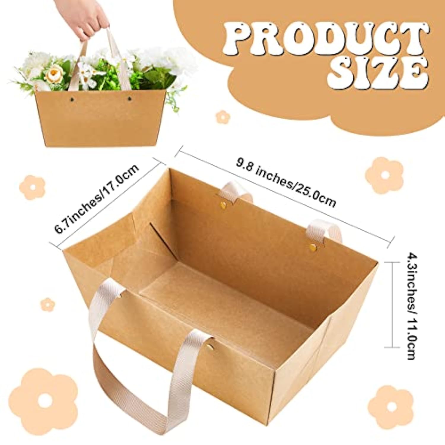 48 Pcs Basket For Gifts Empty Diy Bulk Party Gift Basket Kit With Handles Market Trays For Packages Wrapping Wedding Party Anniversary Display (9.8 X 6.5 X 4.3 In)(Brown)