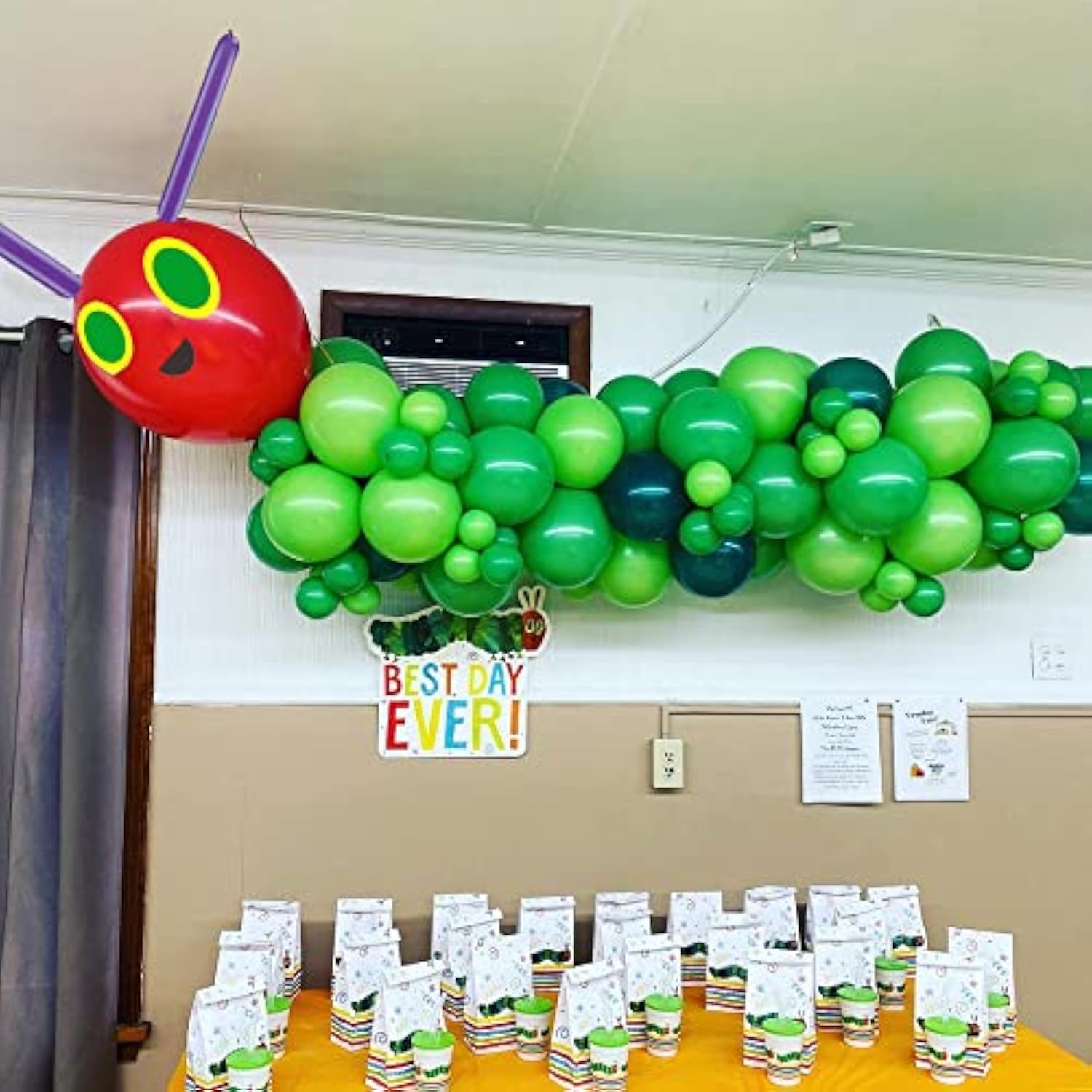 Diy 141Pcs Green Caterpillar Balloon Garland Kit For First Birthday Baby Shower Kids Hungry Caterpillar Themed Party Decoration (Green)
