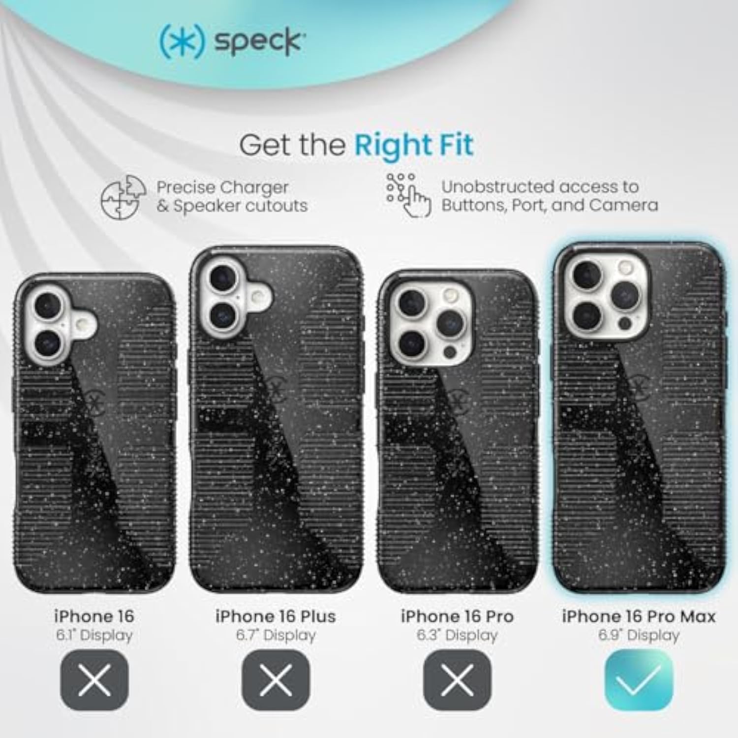 Speck CandyShell Grip Case - iPhone 16 Pro Max Case for Women and Men - Slim MagSafe - White/Black