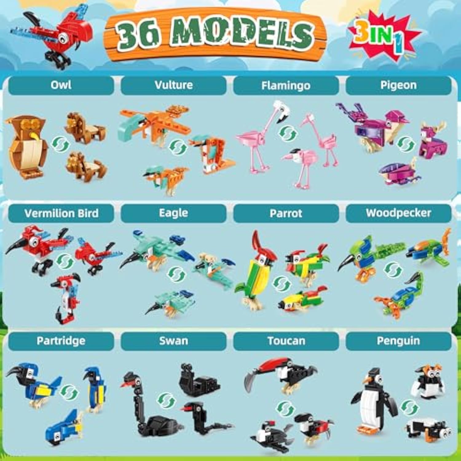 36 Packs Party Favors For Kids - 108 Models Mini Animals Dinosaur Building Blocks Set Toys For Kids Easter Stuffers Fillers Birthday Valentines Day Gifts Classroom Prizes For Boys Girls