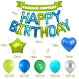 Blue Green Birthday Decorations For Boys,Blue Green Silver Balloons Happy Birthday Balloons Banner For Boys Girls Mermaid Ocean Theme Birthday Baby Shower Party Decorations