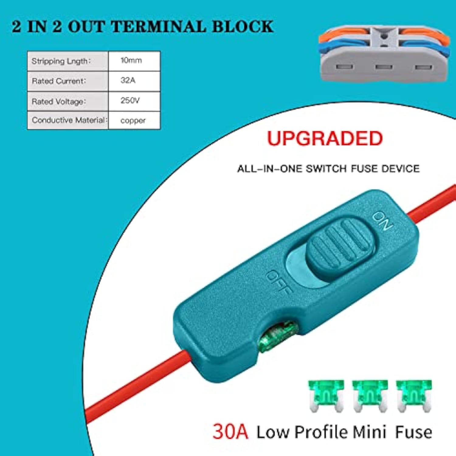 Upgraded Battery Adapter Compatible For Makita 18V Battery Adapter All-In-One Design Of The Fuse And Switch Power Tool Battery Converter Kit 14 Gauge With Fuses & Wire Terminals