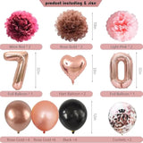70Th Birthday Decorations For Women, Rose Gold Happy 70Th Birthday Decorations Banner Balloons Pompoms Backdrop Star Streamer, 70Th Birthday Party Supplies Set