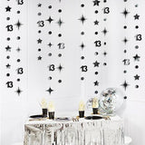 Black 13th Birthday Decorations – Metallic Star & Number 13 Garland Banner for Teen Party Decor