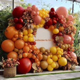 Fall Balloon Arch Kit: Double Stuffed Orange, Brown, Pink, Yellow, Red Balloons