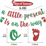 Red Glitter A Little Present Is On The Way Banner Christmas Baby Shower Decor
