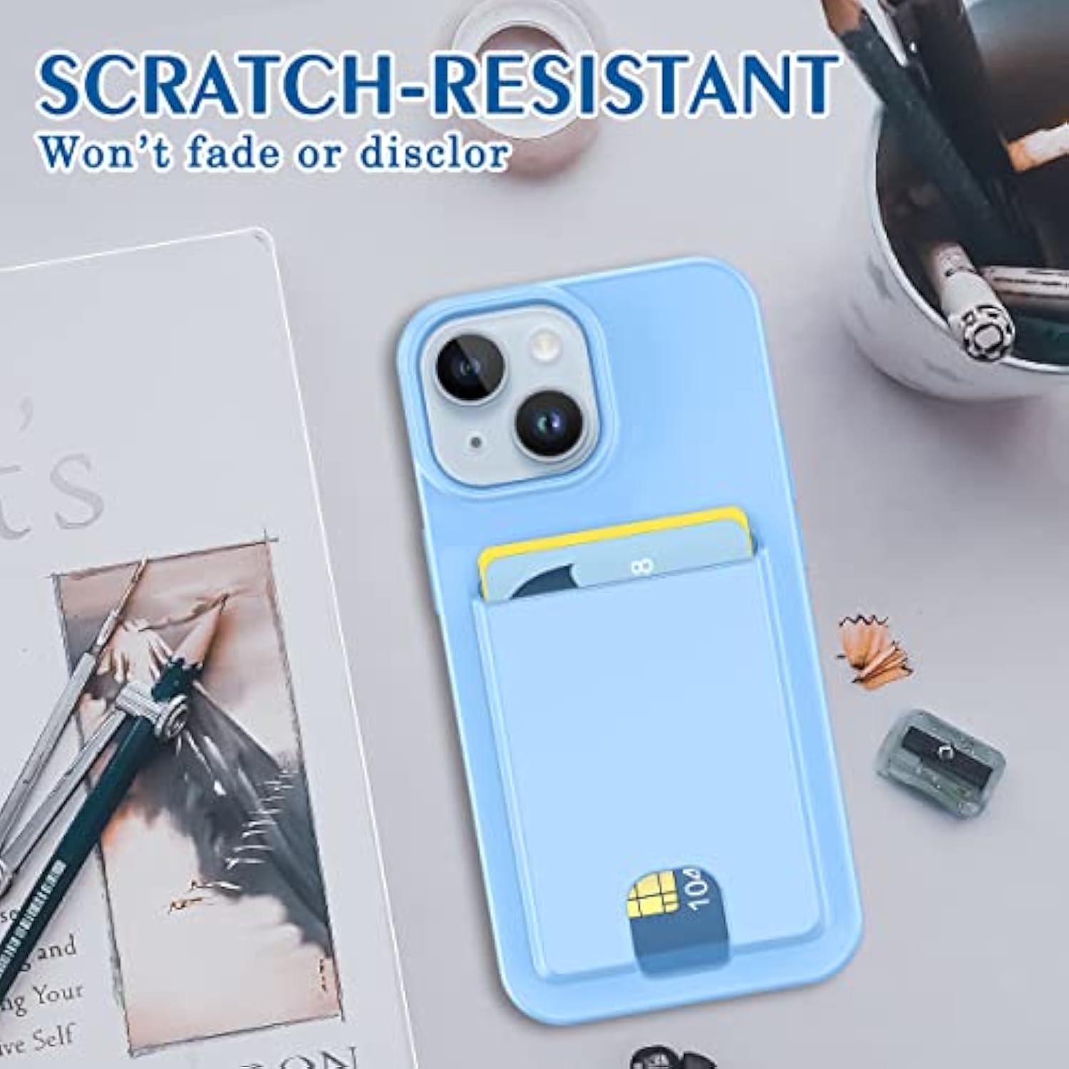 For Iphone 14 Case/Iphone 13 Wallet Case,Card Holder Slot Ultra Bling Slim Clear Flexible Tpu Soft Silicone Protective Phone Case Cover For Iphone 13/14 Light Blue
