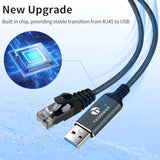 Usb To Ethernet Adapter 30Ft, Usb 3.0 A To Rj45 Male Cable Directly Connected Gigabit Lan Network, Compatible With Laptop, Pc, Macbook, Switch, Windows, Macos, Linux