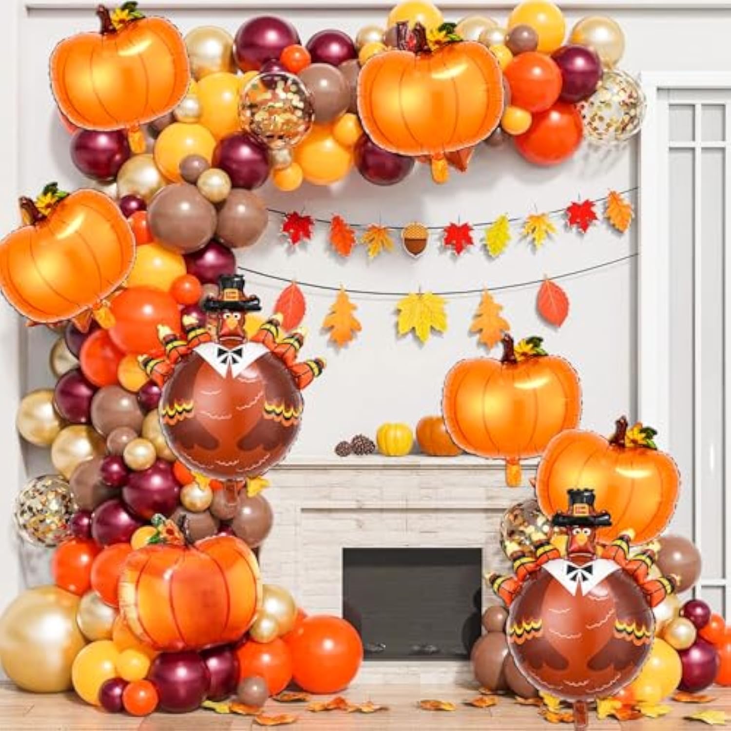 Thanksgiving Foil Balloons Set Turkey Pumpkin Brown Balloons for Fall Party Decorations