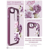 For Iphone Se 2022/2020 Case,Iphone 8/7 Case,With Tempered Glass Screen Protector Military Grade Drop Tested Hard Back & Soft Edge Slim Flower Women Girls Phone Protective Cover (Purple)