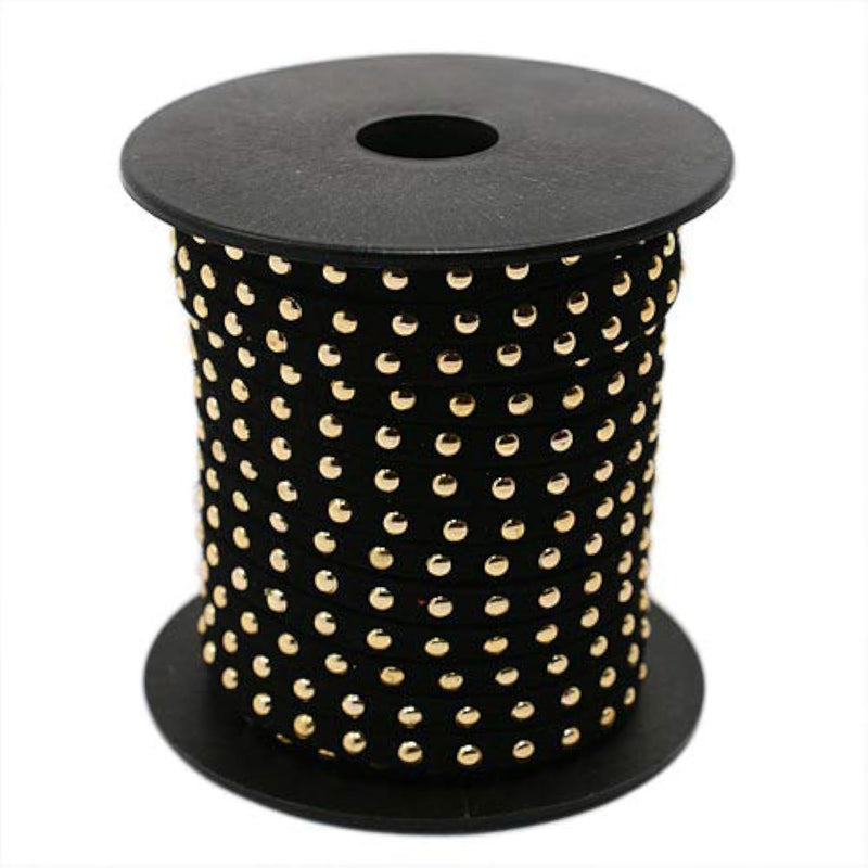 Pandahall 20Yards/Roll 5Mm Faux Suede Cord With Gloden Rivet Aluminum Studded