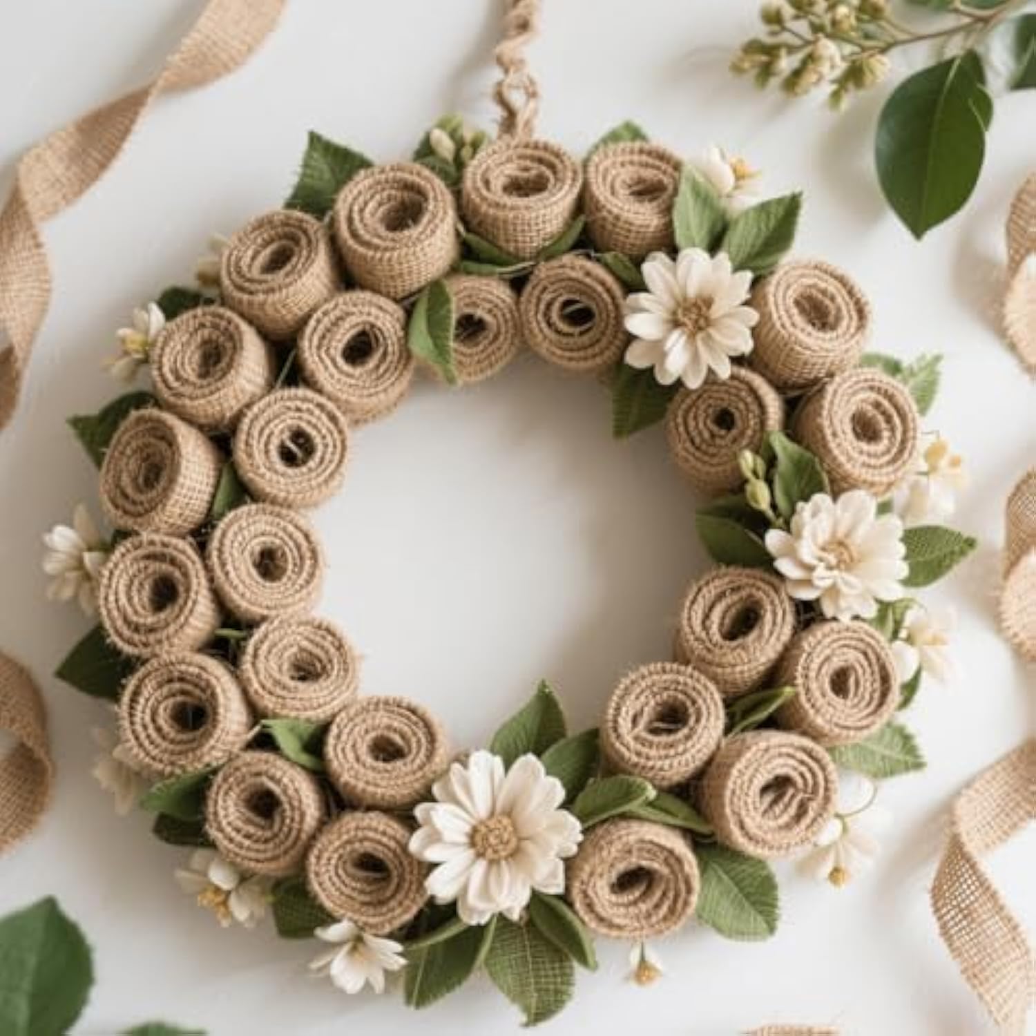 54 Yard 4 Inch Premium Burlap Ribbon, Natural Color Jute Fabric Crafts