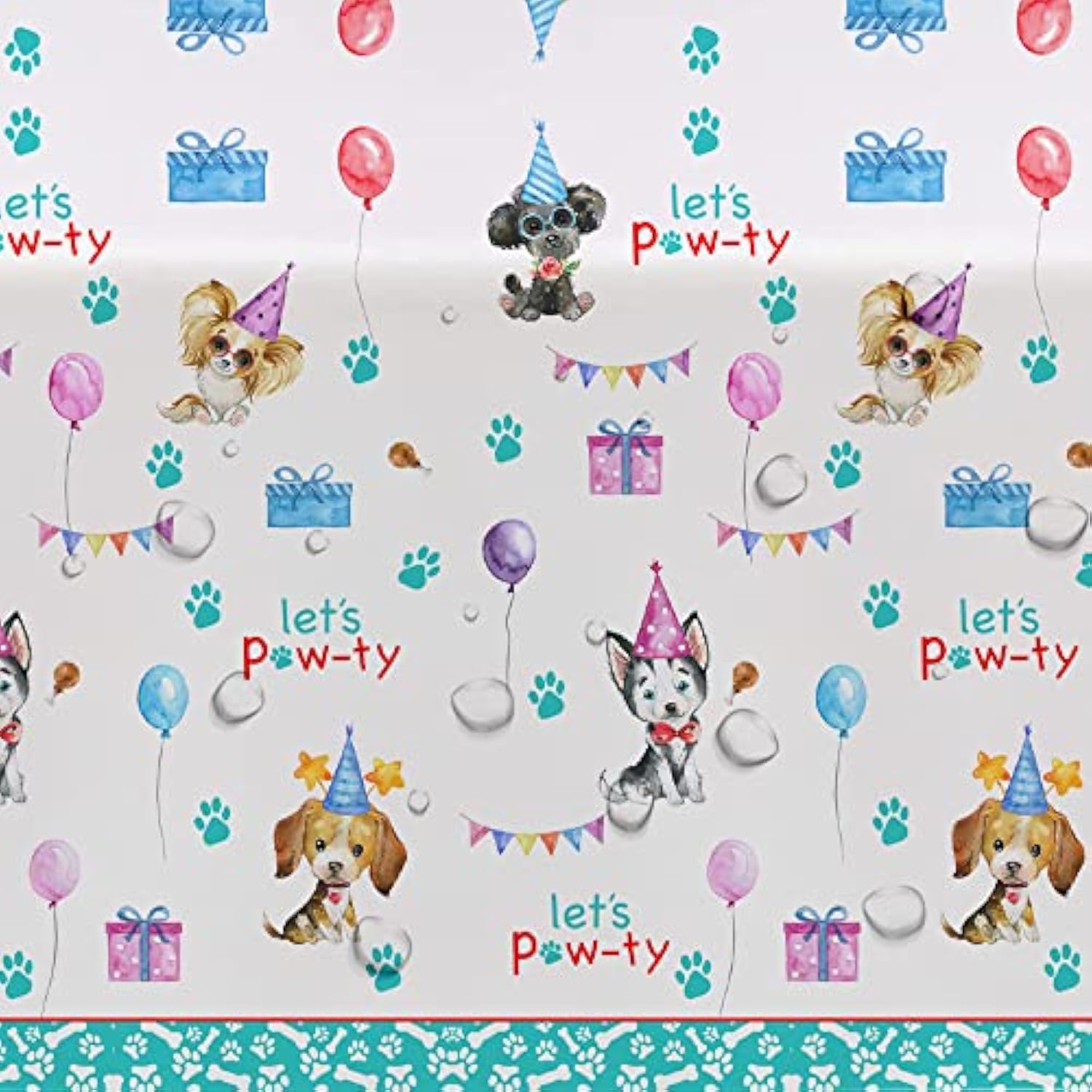 Puppy Dog Birthday Party Supplies Tablecloth, Disposable Dog Party Table Cover Decorations, Blue Puppy Theme Birthday Baby Shower Table Cloth Decorations, 3 Pack, 54In X 108In