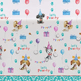 Puppy Dog Birthday Party Supplies Tablecloth, Disposable Dog Party Table Cover Decorations, Blue Puppy Theme Birthday Baby Shower Table Cloth Decorations, 3 Pack, 54In X 108In