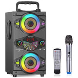 Bluetooth Speakers, 60W Portable Wireless Loud Outdoor Home Party Bluetooth Speaker With Subwoofer, Fm Radio, Led Colorful Lights, Microphone, Remote And Big Powerful Stereo Deep Bass Sound Boombox