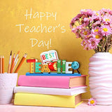 Teacher Appreciation Table Centerpieces Best Teacher Sign Table Decorations For Student To Teacher Home Decor Classrooms Desks Teaching Wooden Signs Topper (3 Pack)