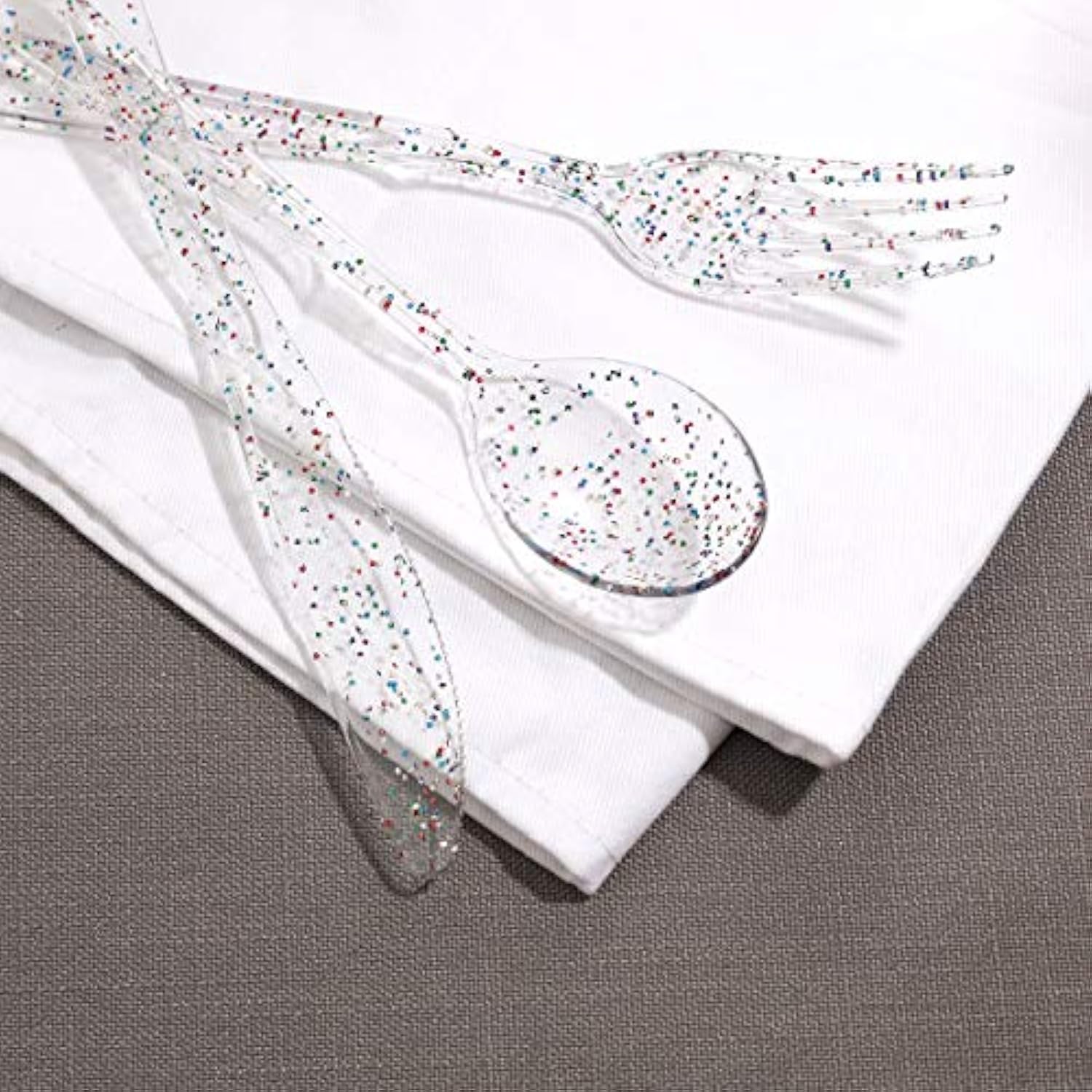 360Pcs Clear Plastic Silverware, Glitter Disposable Cutlery With Colorful Design,120 Forks,120 Knives,120 Spoons,Perfect For Parties Birthday