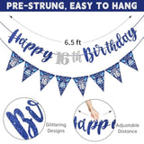 Blue Silver 16th Birthday Banner Stars Swirls Party Decor
