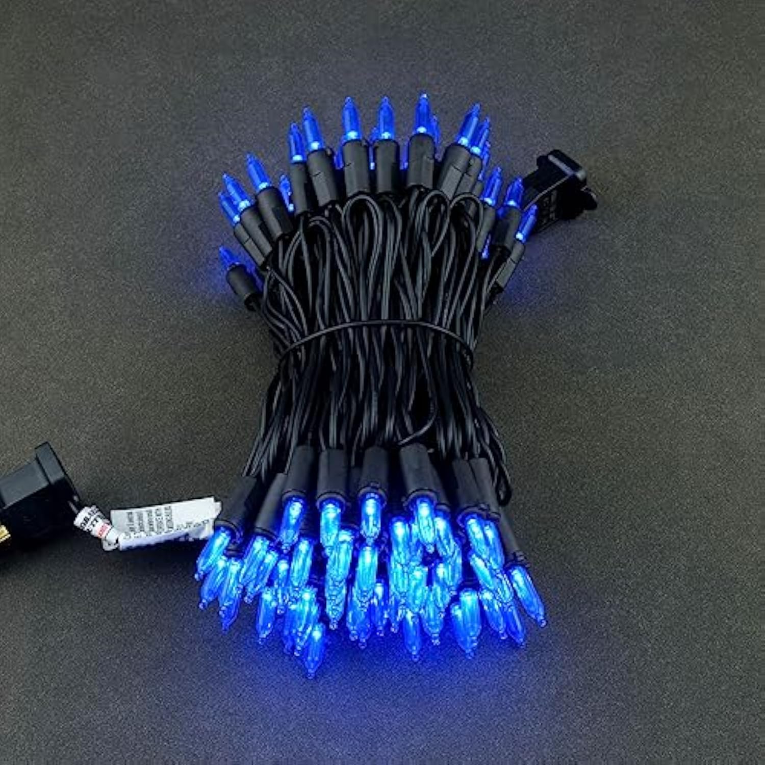 Blue Led Christmas Lights With Black Wire, 33 Ft 100 Count Ul Certified Commercial Grade Halloween String Light Set (Blu