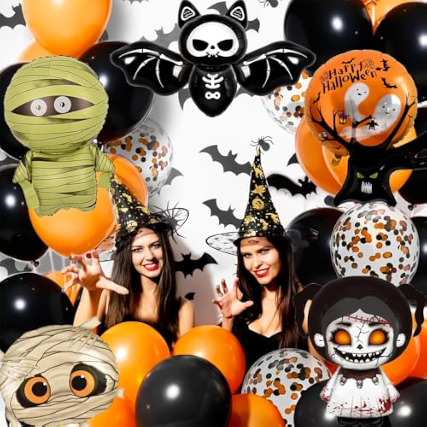 7Pc Halloween Balloons – Mummy, Spider, Bat & Ghost Party Decorations