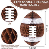 4Pcs Football Party Honeycomb Hanging Decorations 3D Football Honeycombs Tissue Paper Pom Poms For Boys Sport Theme Baby Shower Decorations