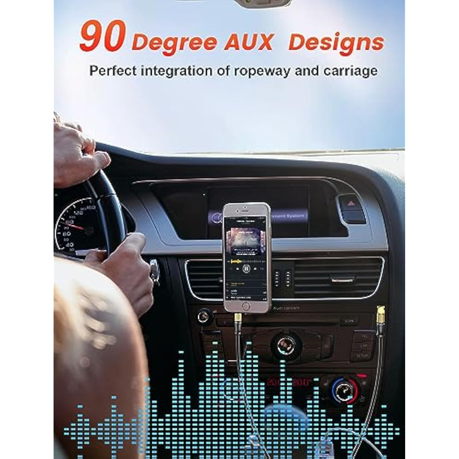Aux Cable For Car? 90 Degree Right Angle Auxiliary Cable Stereo Aux Jack To Jack Cord Compatible For Mp3 Player, Car Stereos, Smartphone, Speakers, Headphone And More(5Ft/1.5M)