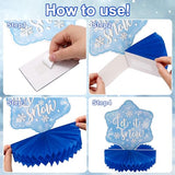 10Pcs Christmas Snowflake Honeycomb Centerpieces Winter Wonderland Tabletop Signs Blue Silver Tiered Tray Decor for Birthday Christmas Frozen Party Decorations Supplies