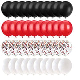 62Pcs Red And Black Balloons Kit - 12 Inches Red Black Party Decoration Balloons For Graduation Casino Theme Birthday Party Decorations Supplies