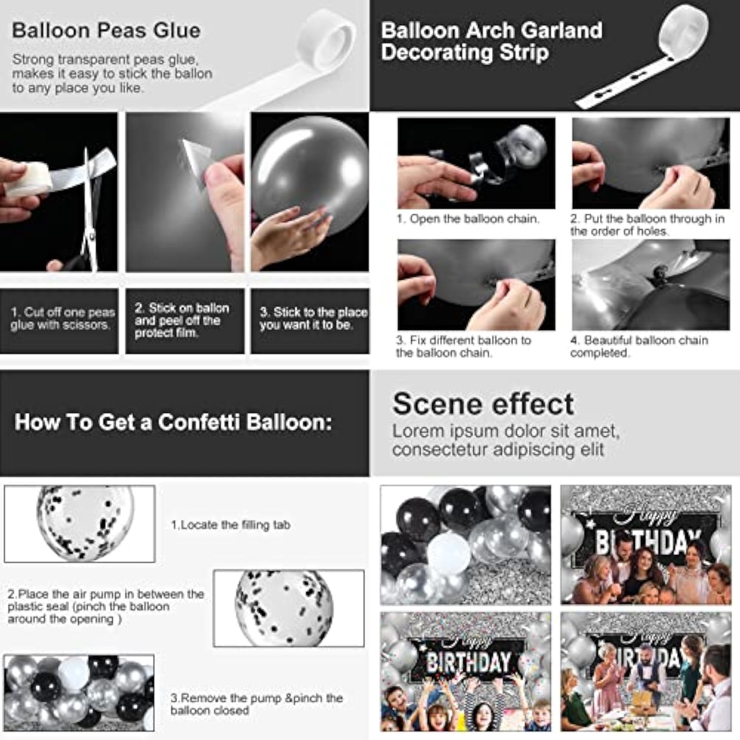 Black And Silver Birthday Party Decorations Black Silver Balloons Arch