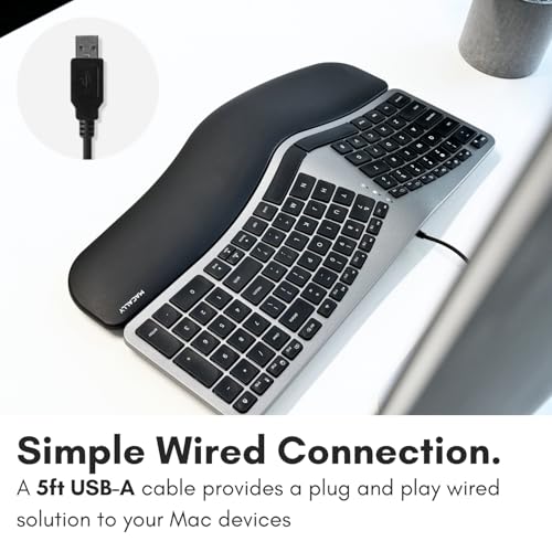 Wired Ergonomic Keyboard For Mac - Compatible Backlit Apple Keyboard With Wrist Rest (Curved For Comfort) For Macbook Pro/Air, Imac, Mac Mini
