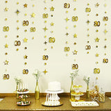 Gold 80th Birthday Decorations - Twinkle Star Garland & Banner for Anniversary Party