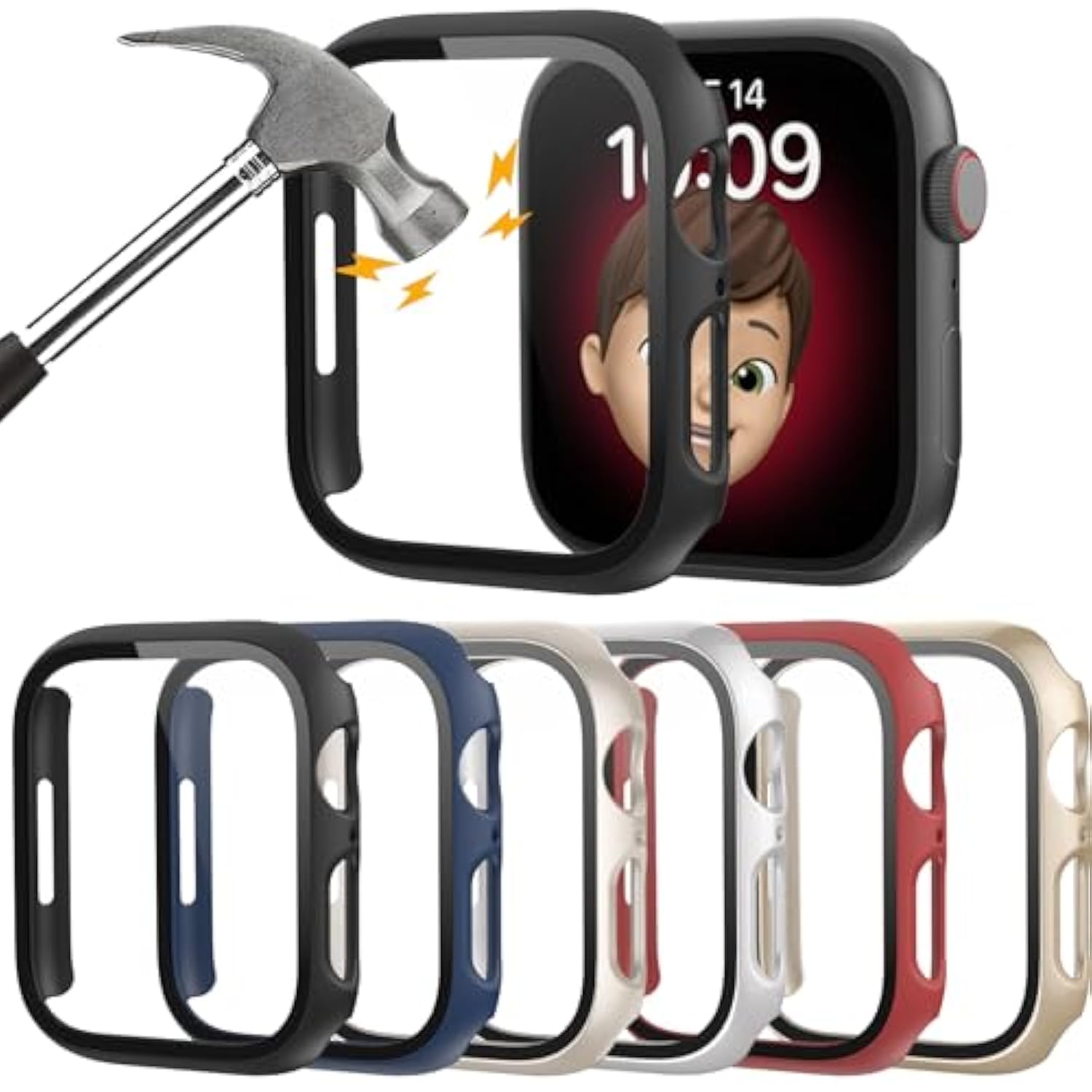 6 Pack Apple Watch 44mm Hard PC Case with Tempered Glass Scratch-Resistant