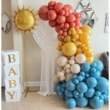 Retro Blue Orange Yellow Balloon Arch Garland Kit For Here Comes The S