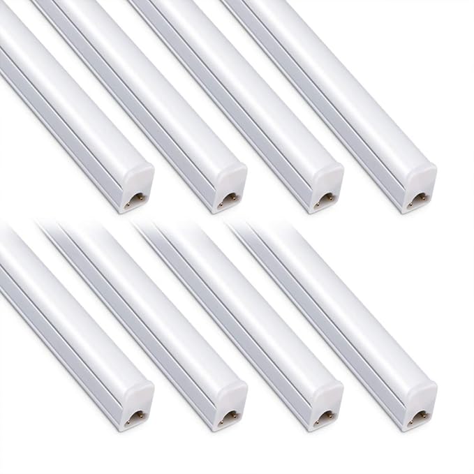 8 Pack 2FT LED Shop Light Fixtures 10W 1100LM 6500K Linkable T5 Tube Strip Lights with Switch
