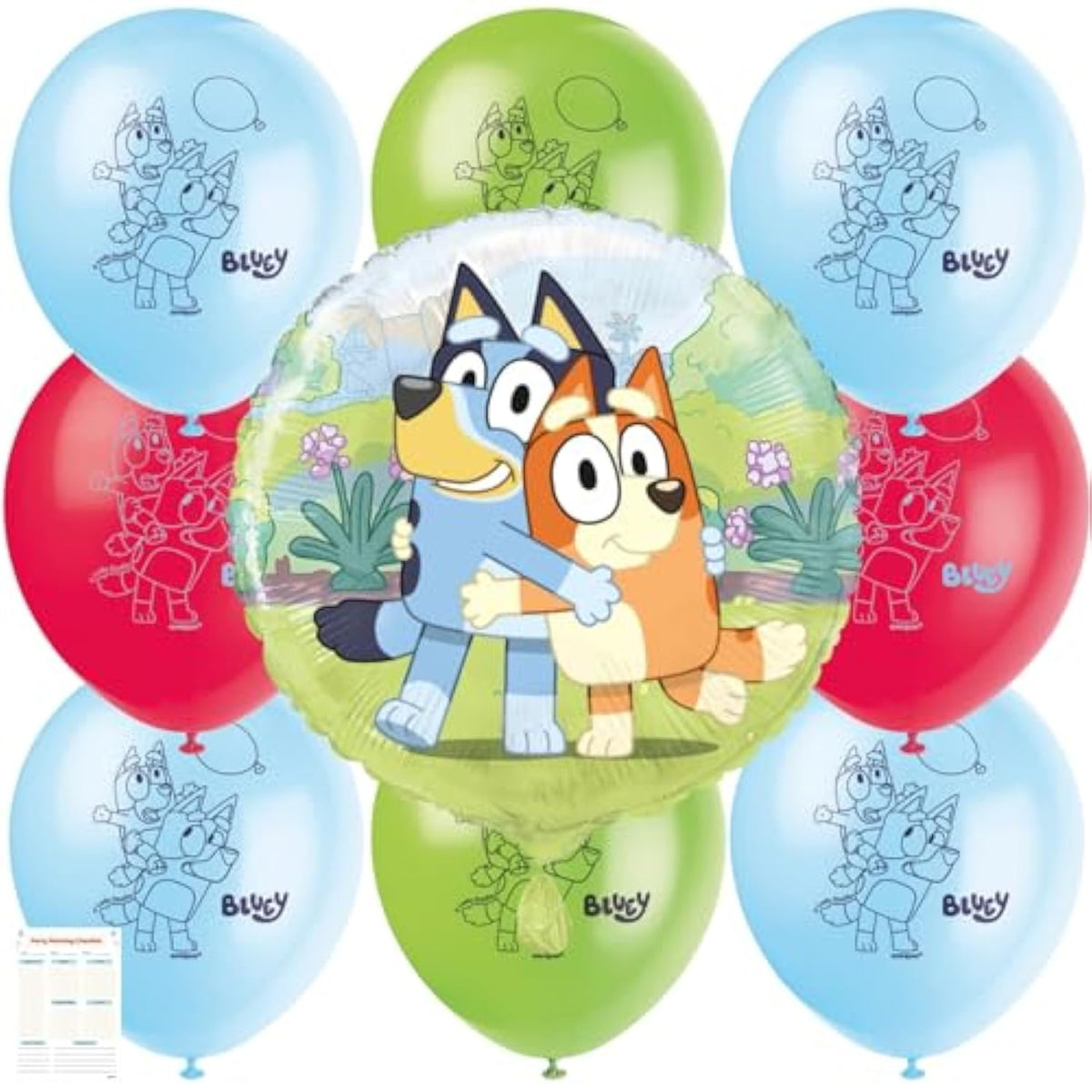 Unique Bluey Balloons Bundle - Bluey Themed Balloons Latex & Foil, with Checklist - Bluey Birthday Decorations, Bluey Party Supplies, Bluey Party Decorations