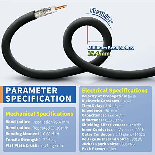 Lora Antenna 10Ft Alsr400 Ultra Low Loss Rf Extention Cable - N Female To Rp-Sma Male - With Sma Male Adapter Compatible With Helium Hnt Bobcat Miner Syncrobit Gateway Sensecap Hotspot Antennas