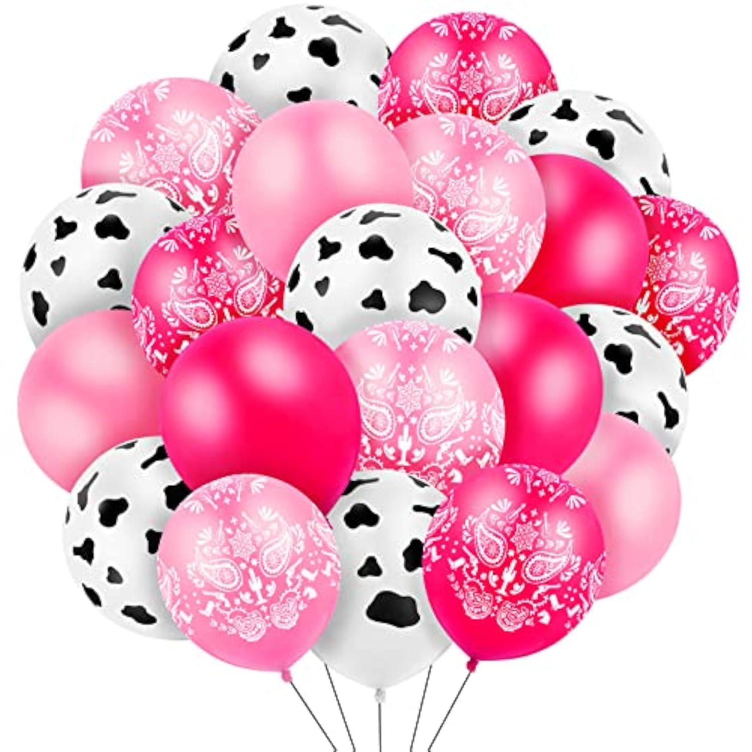 60 Pcs Cowgirl Balloons Bandana Western Cowgirl Party Decorations Cow Animal Print Balloons For Baby Shower Birthday Supplies, 12 Inch(Pink)