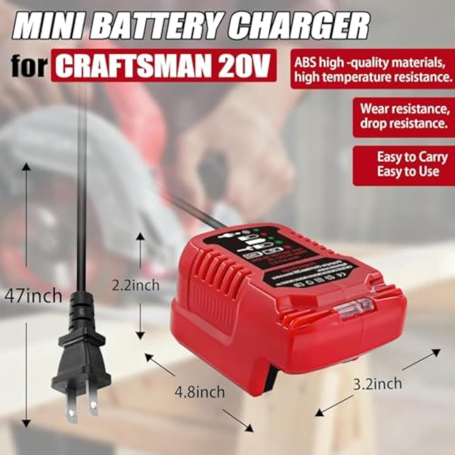 Mini Charger Fit For Milwaukee 18V M18 Battery Replace For M18 Charger, For Xc Series Battery 48-11-1852 48-11-1840, 48-11-1815, 48-11-1820 (Not For 12V)