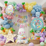 Easter Balloon Garland Arch Kit With Pastel Happy Easter Balloons And Bunny, Carrot, Resurrection Eggs, Easter Wreaths Foil Balloons For Baby Shower Party, Spring Birthday, Easter Decorations