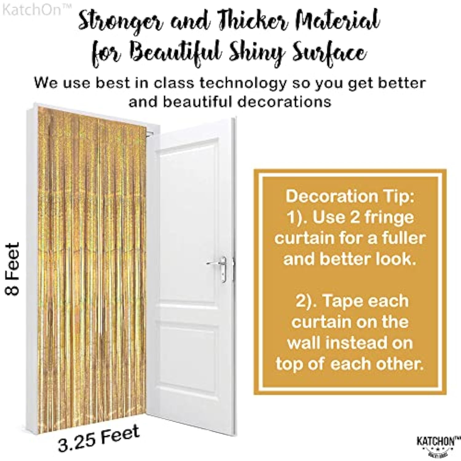 Champagne Gold Fringe Curtain Backdrop 3.2x8ft Pack of 2 Party Decor