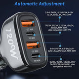 120W Usb C Car Charger, 4 Ports Cigarette Lighter Usb Car Charger Adapter, [2 Pd 60W+2 Qc3.0 30W] Fast Charging For Iphone 16 Pro Max Galaxy S23/22 Google Pixel Lg Ipad Air