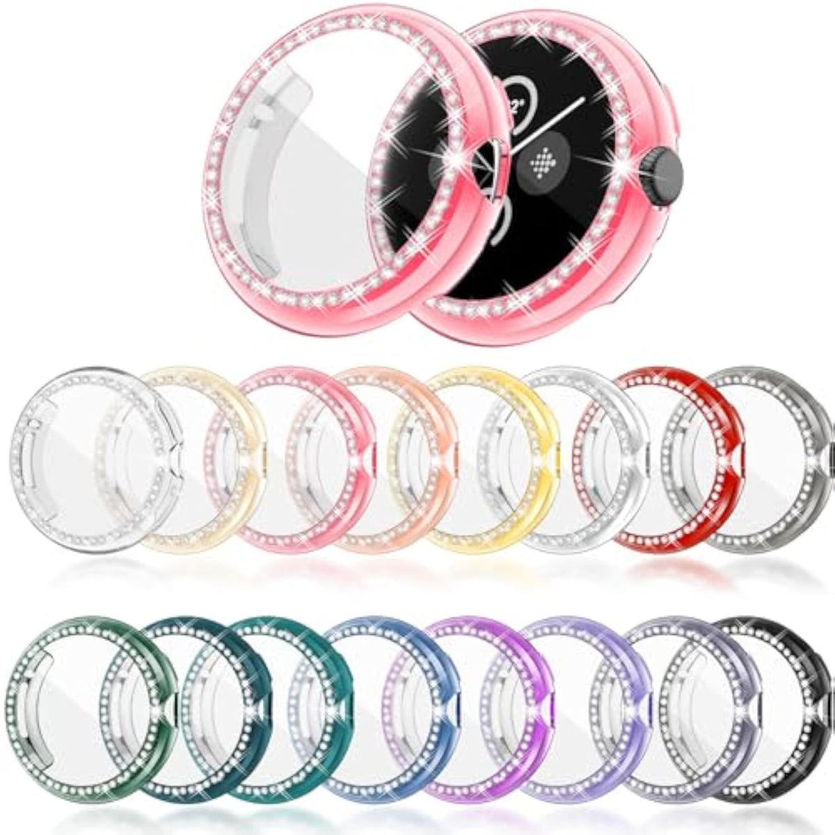 16-Pack Bling Case Compatible With Google Pixel Watch (41Mm), Tpu Flexible Glitter Screen Protector, Sparkling Face Cover For Pixel Watch 1/2/3 (16 Colors)